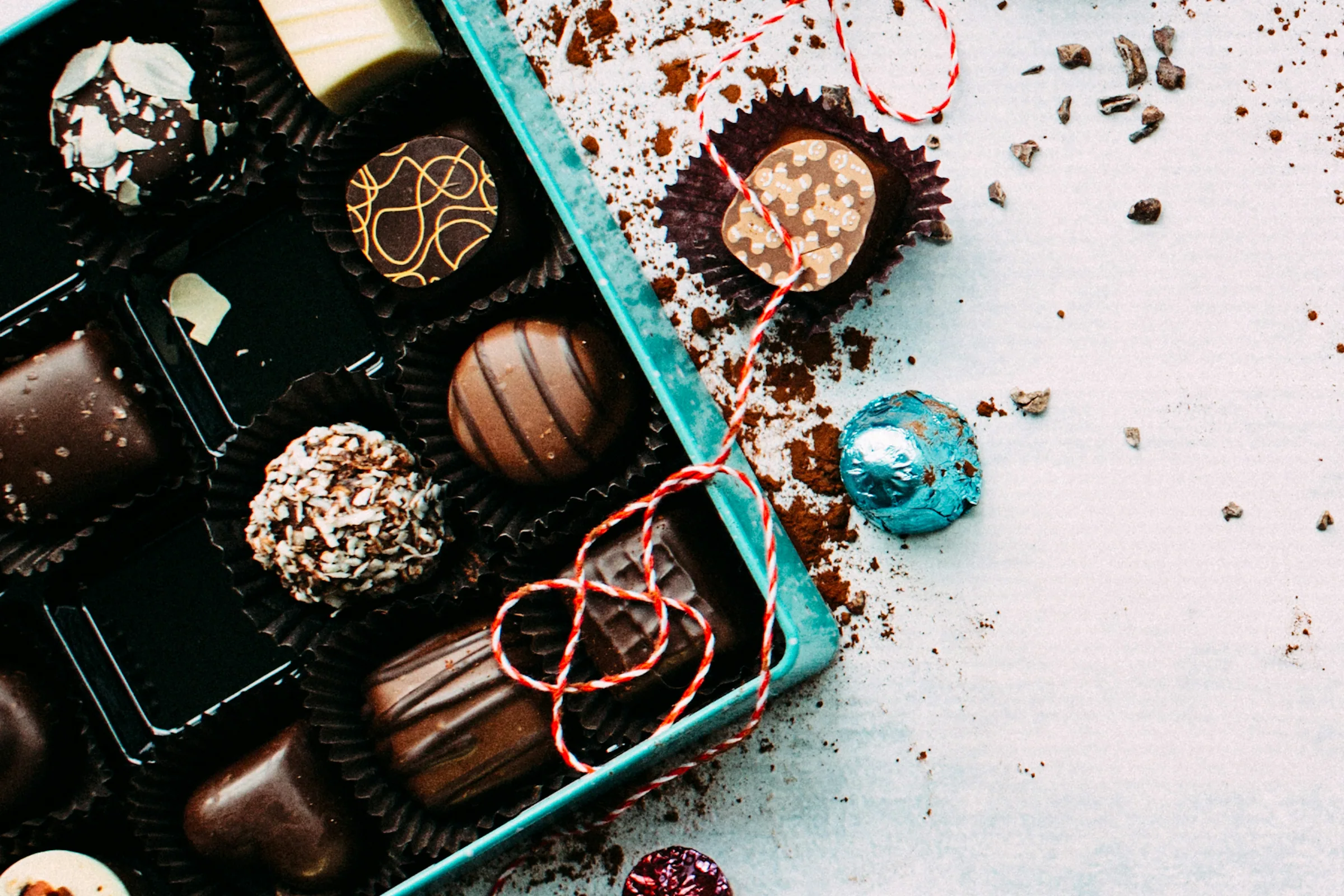 Hazelnut-topped truffle with copper sheen